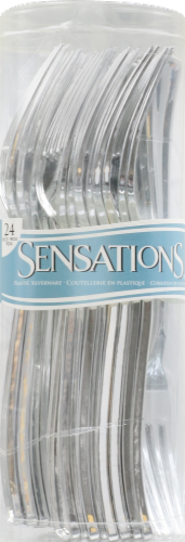 Sensations Plastic Metallic Disposable Forks Silver 24 Pk Kroger