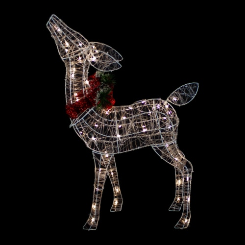 Northlight Led Lighted Standing Reindeer With Bow Outdoor Christmas