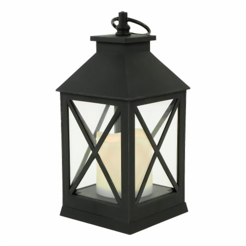 Northlight LED Lighted Lantern With Flameless Candle 9 Black 1