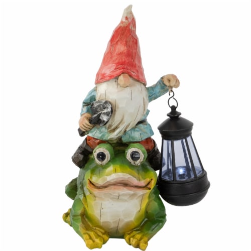 Northlight Led Solar Lighted Gnome And Frog Outdoor Garden Statue