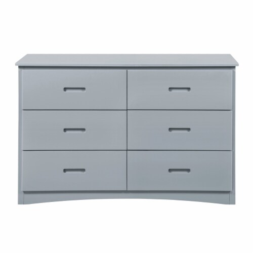 Transitional Wooden Dresser With Drawers And Recessed Handles Gray