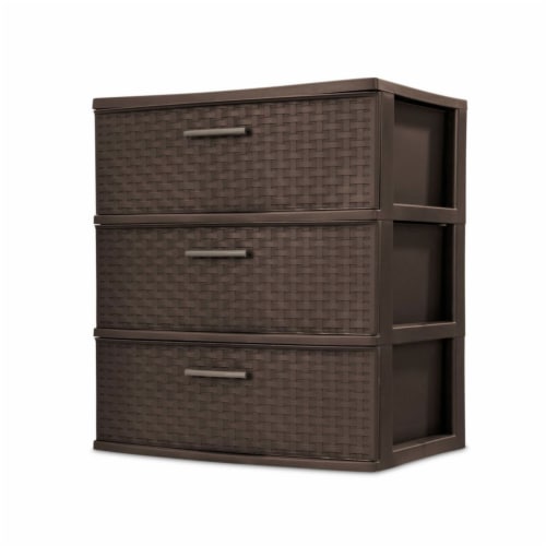 Sterilite 3 Drawer Wide Weave Storage Tower Plastic Organizer Drawers