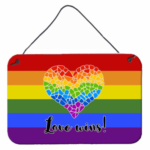 Gay Pride Love Wins Mosaic Heart Wall Or Door Hanging Prints 8HX12W