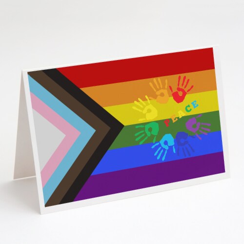 Gay Pride Peace Hands Progress Pride Greeting Cards And Envelopes Pack