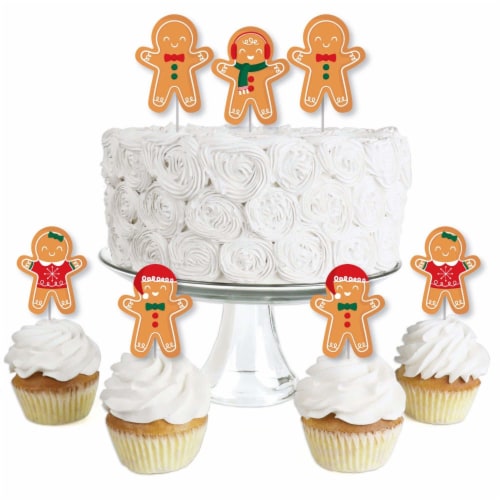 Big Dot Of Happiness Gingerbread Christmas Cupcake Toppers Holiday