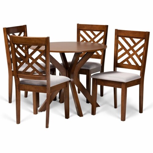 Bowery Hill Grey And Walnut Brown Finished Wood Piece Dining Set