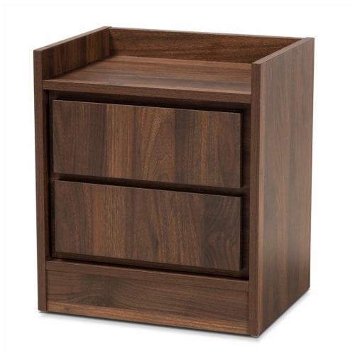 Bowery Hill Contemporary Walnut Brown Finished Wood 2 Drawer Nightstand