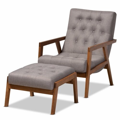 Bowery Hill Grey Upholstered Wood Armchair And Footstool Set Kroger