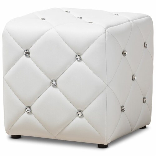 Bowery Hill Square Faux Leather Ottoman In White Ralphs