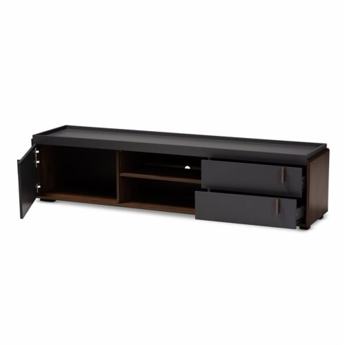 Bowery Hill Modern Wood TV Stand For TVs Up To 78 With 2 Drawer In Gray