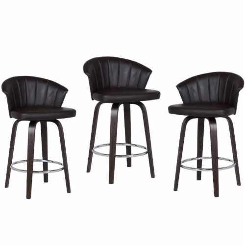 Home Square Piece Height Swivel Faux Leather Bar Stool Set In