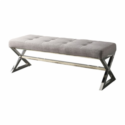 Jaunt Gray Fabric Chrome Metal Frame Bench Kroger