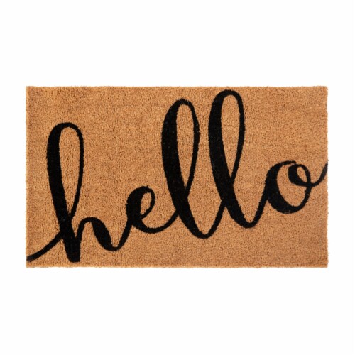 Harbold X Indoor Outdoor Natural Coir Doormat With Black Hello