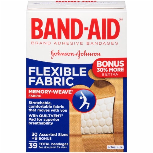 Band Aid Flexible Fabric Assorted Adhesive Bandages 39 Count 39 Ct