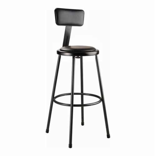 NPS 6400 Series 30 Vinyl Padded Metal Heavy Duty Stool With Backrest In