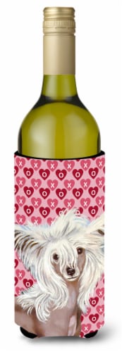 Chinese Crested Hearts Love And Valentine S Day Portrait Wine Bottle