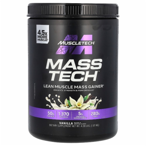 MuscleTech Mass Tech Lean Muscle Mass Gainer Vanilla 4 Lbs 1 81 Kg