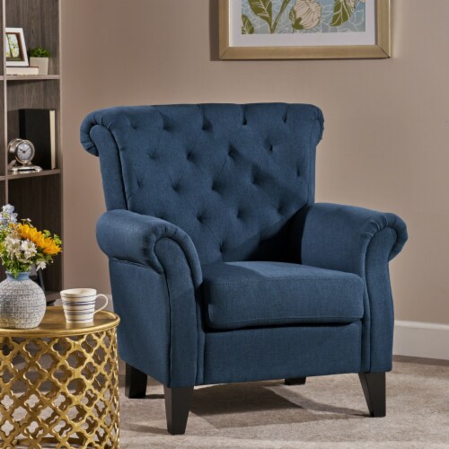 Solvang Tufted Club Chair Dark Blue Fabric Unit Frys Food Stores