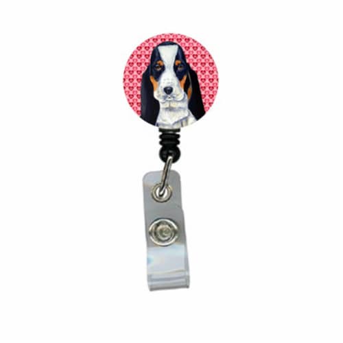 Basset Hound Valentines Love And Hearts Retractable Badge Reel Or Id