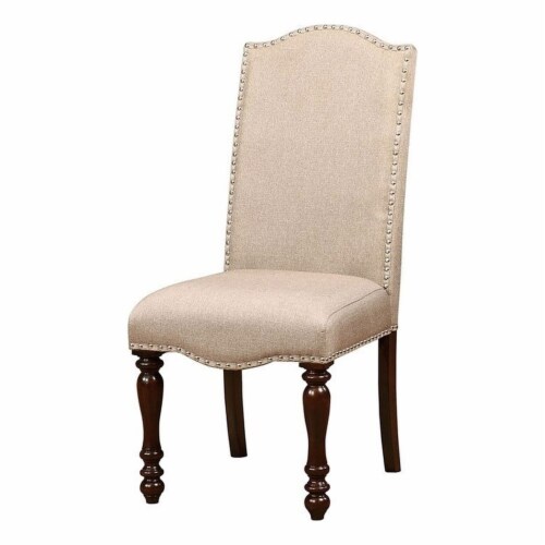 Bowery Hill 41 Transitional Fabric Dining Chair In Beige Set Of 2 1