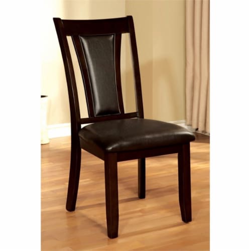 Bowery Hill Transitional Faux Leather Dining Chair In Cherry Set