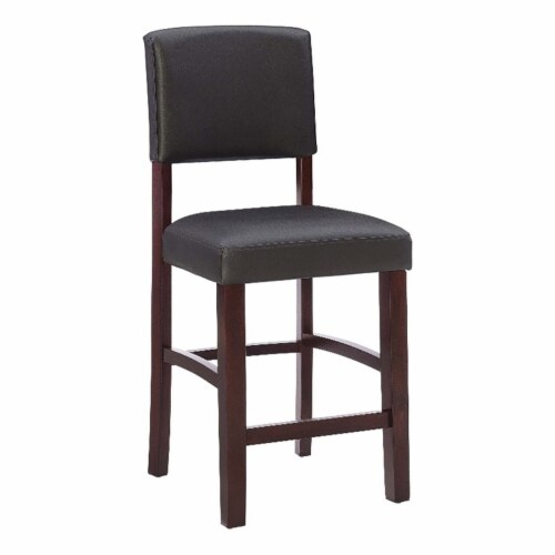 Pemberly Row 24 Traditional Wood Faux Leather Counter Stool In Espresso