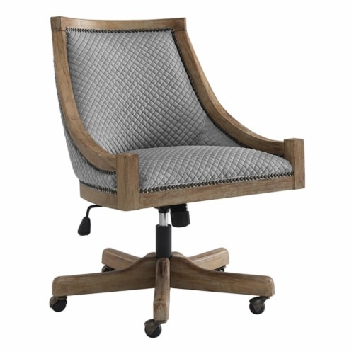 Riverbay Furniture Transitional Wood Fabric Office Chair In Gray 1