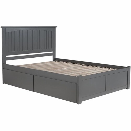 Bowery Hill Traditional Solid Wood Storage Platform Queen Bed In Gray