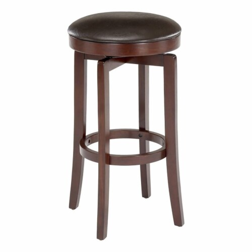 Bowery Hill 25 Transitional Wood Backless Swivel Counter Stool In