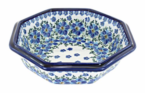 Blue Rose Polish Pottery Kalina Large Octagonal Bowl Kroger