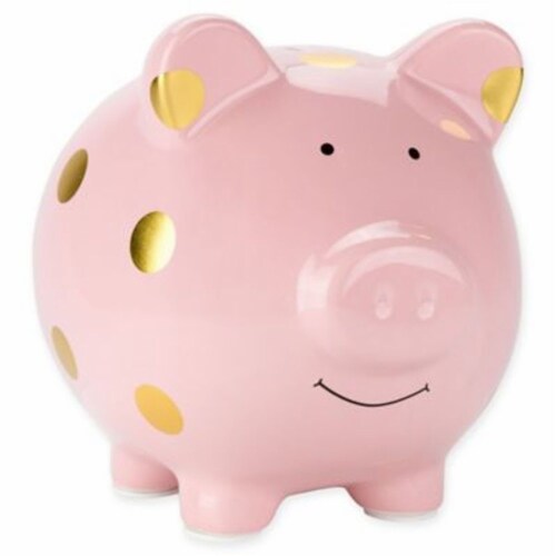 Pearhead Large Ceramic Polka Dot Piggy Bank In Pink Gold Unit Kroger