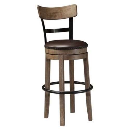 Bowery Hill Faux Leather Swivel Bar Stool In Light Brown