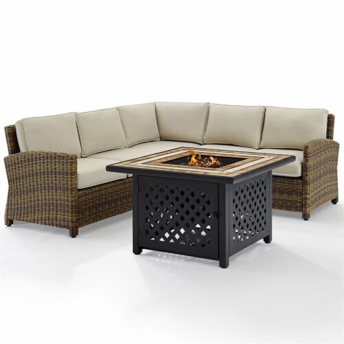 Furniture Bradenton Polyester Piece Patio Fire Pit Sectional Set In