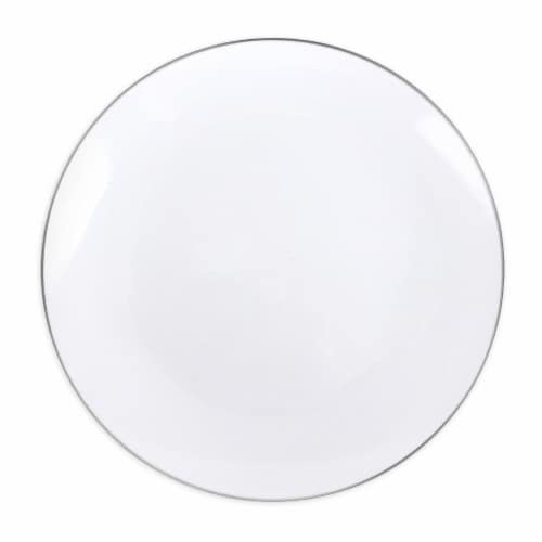 White With Silver Rim Organic Round Disposable Plastic Salad Plates