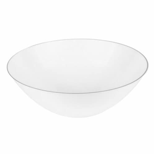 White With Silver Rim Organic Round Disposable Plastic Bowls 32 Ounce