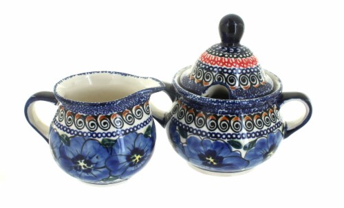 Blue Rose Polish Pottery Blue Art Cream Sugar Set Fred Meyer