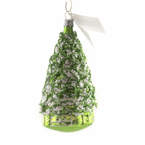 Golden Bell Collection Lime Green Tree W White Balls Ornament