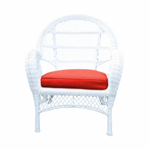 Jeco W C Fs Cs White Wicker Chair With Red Cushion Set Of