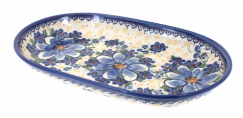 Blue Rose Polish Pottery Daisy Surprise Medium Oval Dish 1 Kroger