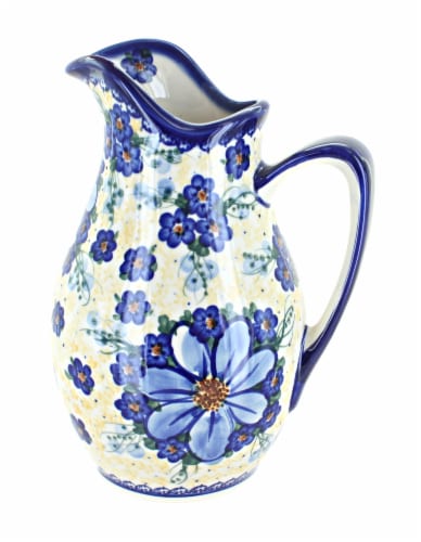 Blue Rose Polish Pottery Daisy Surprise Pitcher Fred Meyer