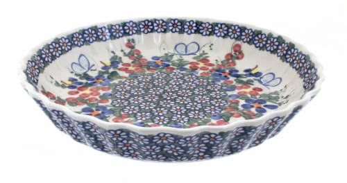 Blue Rose Polish Pottery Garden Butterfly Pie Plate 1 Kroger