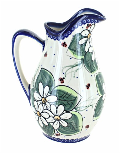 Blue Rose Polish Pottery Ladybug Pitcher 1 QFC