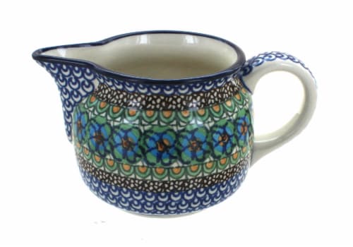 Blue Rose Polish Pottery Mardi Gras Small Pitcher Fred Meyer