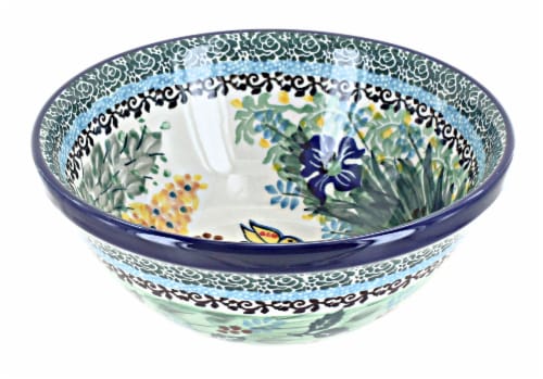 Blue Rose Polish Pottery Teresa Cereal Soup Bowl Qfc