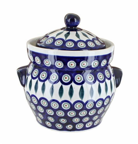 Blue Rose Polish Pottery Peacock Small Container 1 Kroger