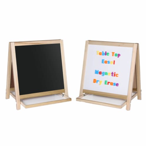 Magnetic Table Top Easel White Dry Erase Black Chalkboard Unit