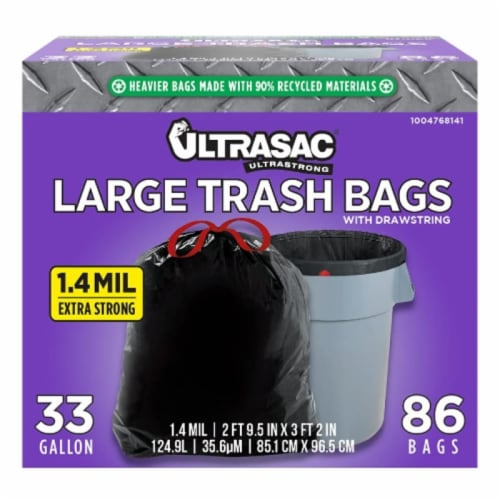 Aluf Plastics UL 33 GAL DS 33 Gal Heavy Duty Drawstring Trash Bag 1