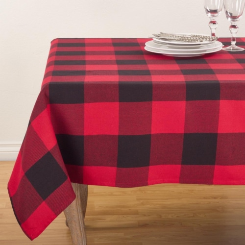 In Square Buffalo Plaid Check Pattern Design Cotton Tablecloth Red