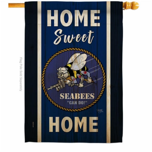 Breeze Decor H108446 BO Home Sweet Seabees House Flag Armed Forces Navy