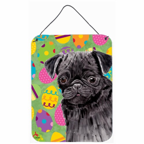 12 X 16 In Pug Easter Eggtravaganza Aluminum Metal Wall Door Hanging